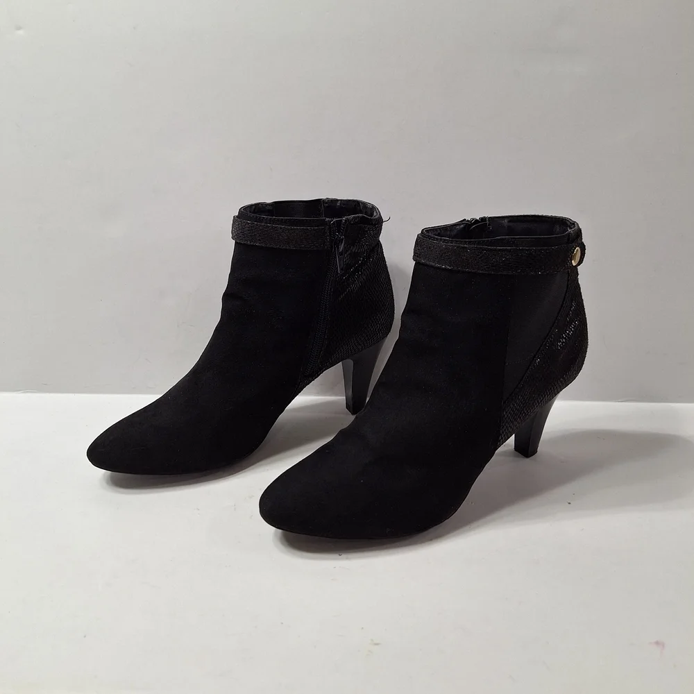 Karen Scott Black Classic Academia Faux Suede Kitten Heel Ankle Boots Size 8.5